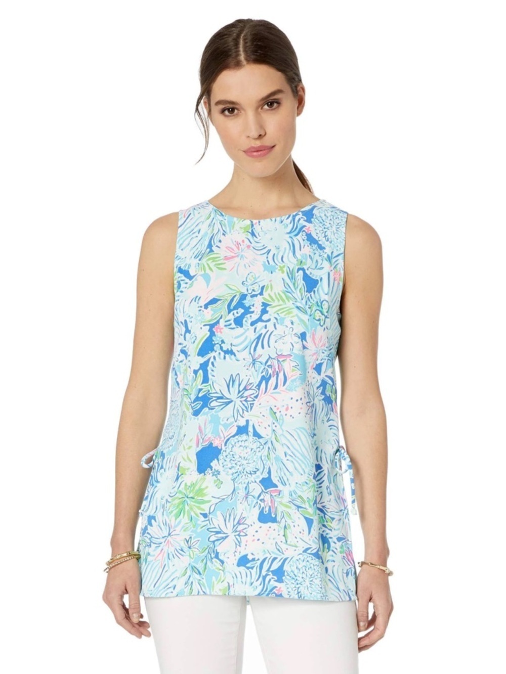 NWT Lilly Pulitzer Donna Sleeveless Top Coastal Blue Lion Print Medium